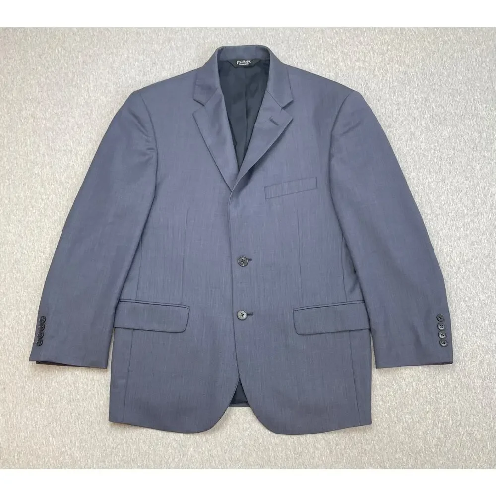 Jos A Bank Blazer Mens‎ 40S Blue 100% Wool 2-Button Traveler Lined Suit Jacket